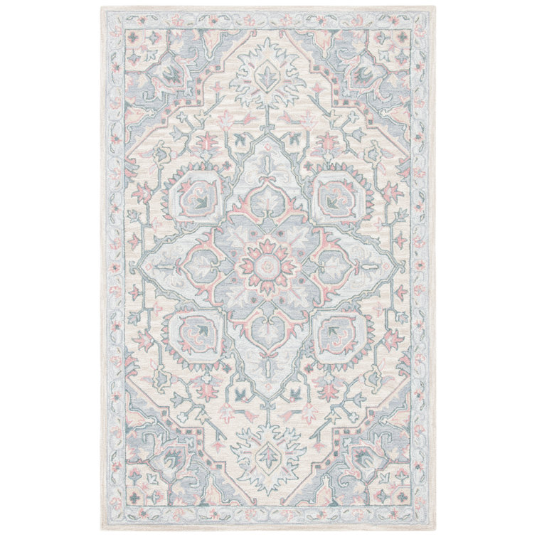 Bungalow Rose Fallbrook Oriental Hand Tufted Wool/Cotton Beige/Blue